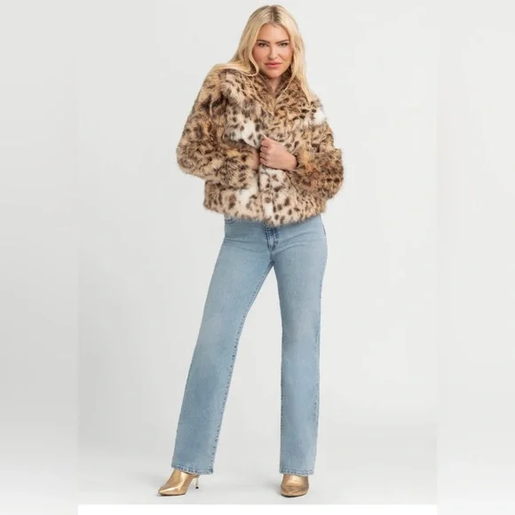 NWT S Jessica Simpson Leopard Print Faux Fur Jacket - Picture 3 of 7